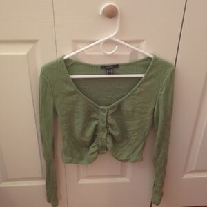 Forever 21 Sage Ribbed Crop Top